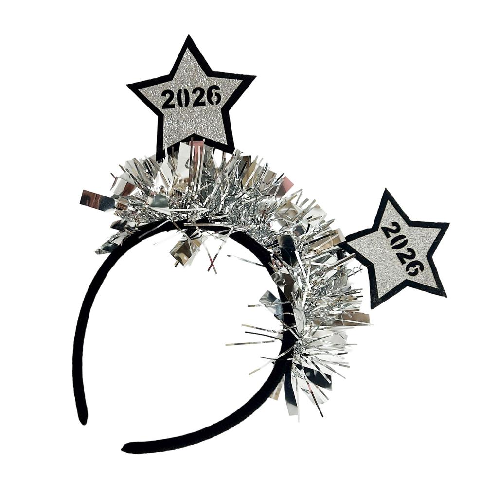 Glitters Tinsel Headbands Happy New Year 2026 Star Shape Practical Comfortable For Festival Event And Gatherings