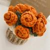 Creative Knitted Coasters Mini Rose Hand-Held Bouquets Placemat Crocheted Rose Coasters Small Flower Potted Desktop Decorations