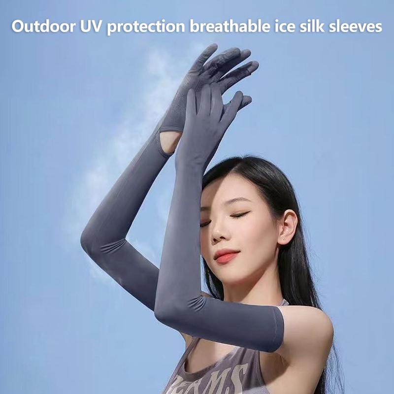 Gants de conduite respirants en soie glacée d'été Protection UV Gants légers de protection solaire Avec manchons rafraîchissants Pour femmes Hommes