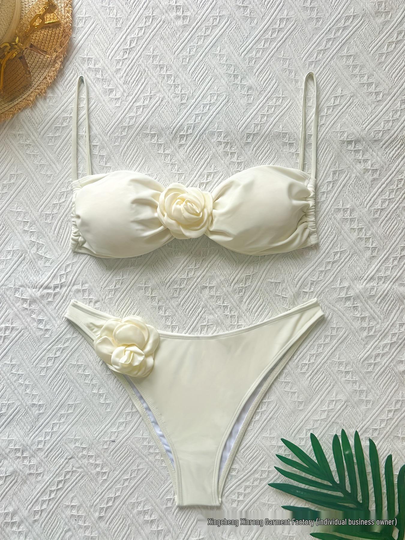 

2025 Европейский и американский высококлассный сексуальный женский раздельный купальник бикини Small белый