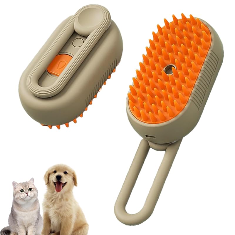 4-In-1 Cat Steam Hair Brush for Shedding & Grooming Rechargeable Pet Spray Hair Removal Comb, Massage, Cleaning, Shedding & Combing Cat Brush for All