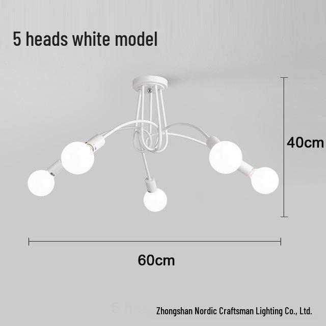 Modern Minimalist Industrial Ceiling Light - Creative Iron Pipe Design for Study, Bedroom, Living Room, or Children's Room