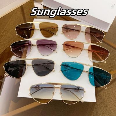 Polygonal Personalized Metal Fashionable Large-frame Sunglasses UV400 Protection Street Photography Stage Performances Glasses