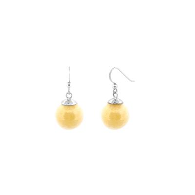 Gelbe Zuckerwatte-Ohrhaken - handgefertigter Schmuck aus 925er Sterlingsilber als Geschenk für Frauen