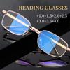 Metal Reading Glasses Anti Blue Light Frame Men Women Anti High-Definition Presbyopia Glasses Comfortable Far Sight Eyewear