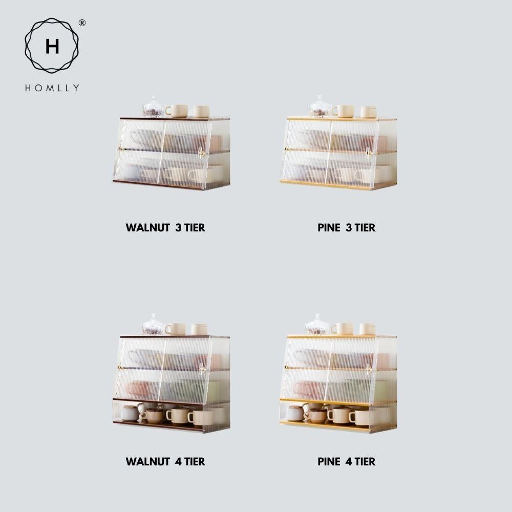 Homlly Dustproof Kitchen Storage Tabletop Cupboard Rack with Acrylic Door