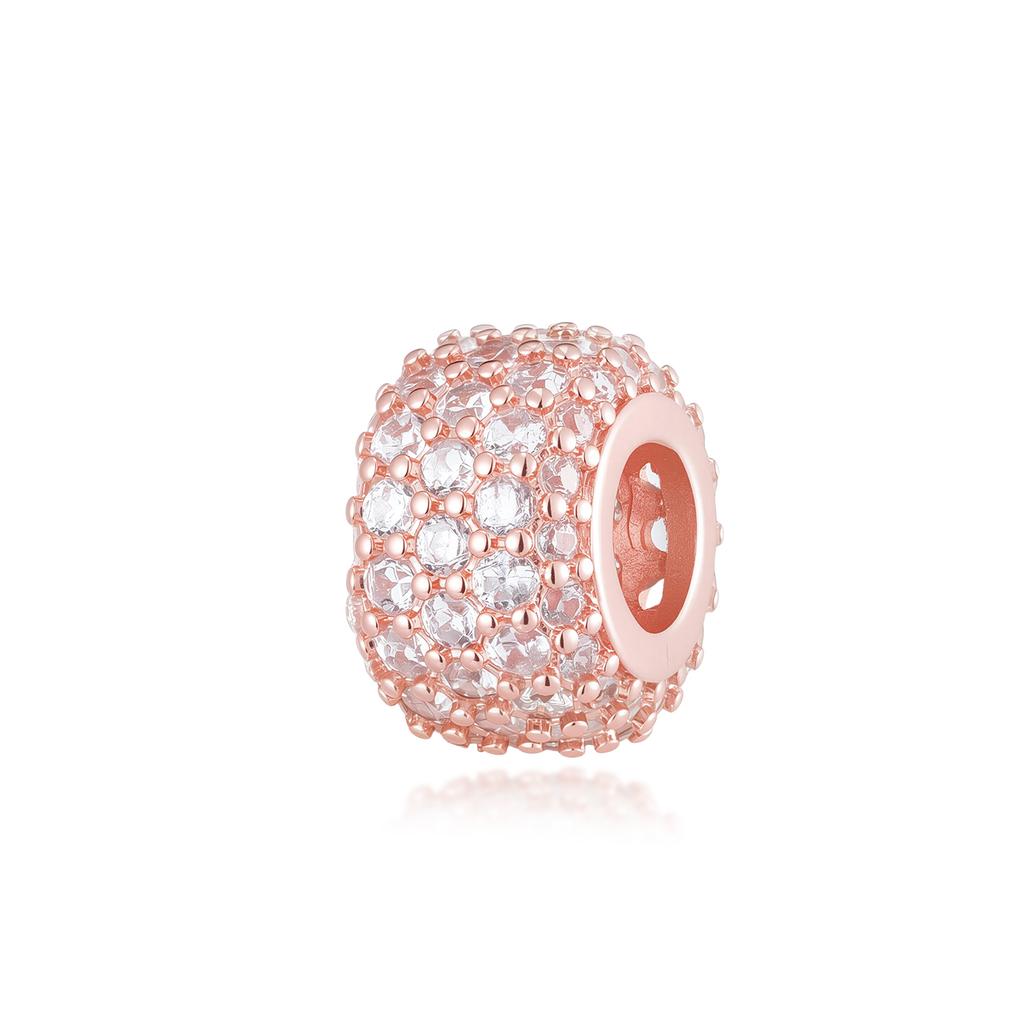 New Rose Gold Color Charm For Women Shiny Cubic Zirconia Beads Heart Star Sun Diy Fit Original Silver 925 Bracelets Jewelry Gift