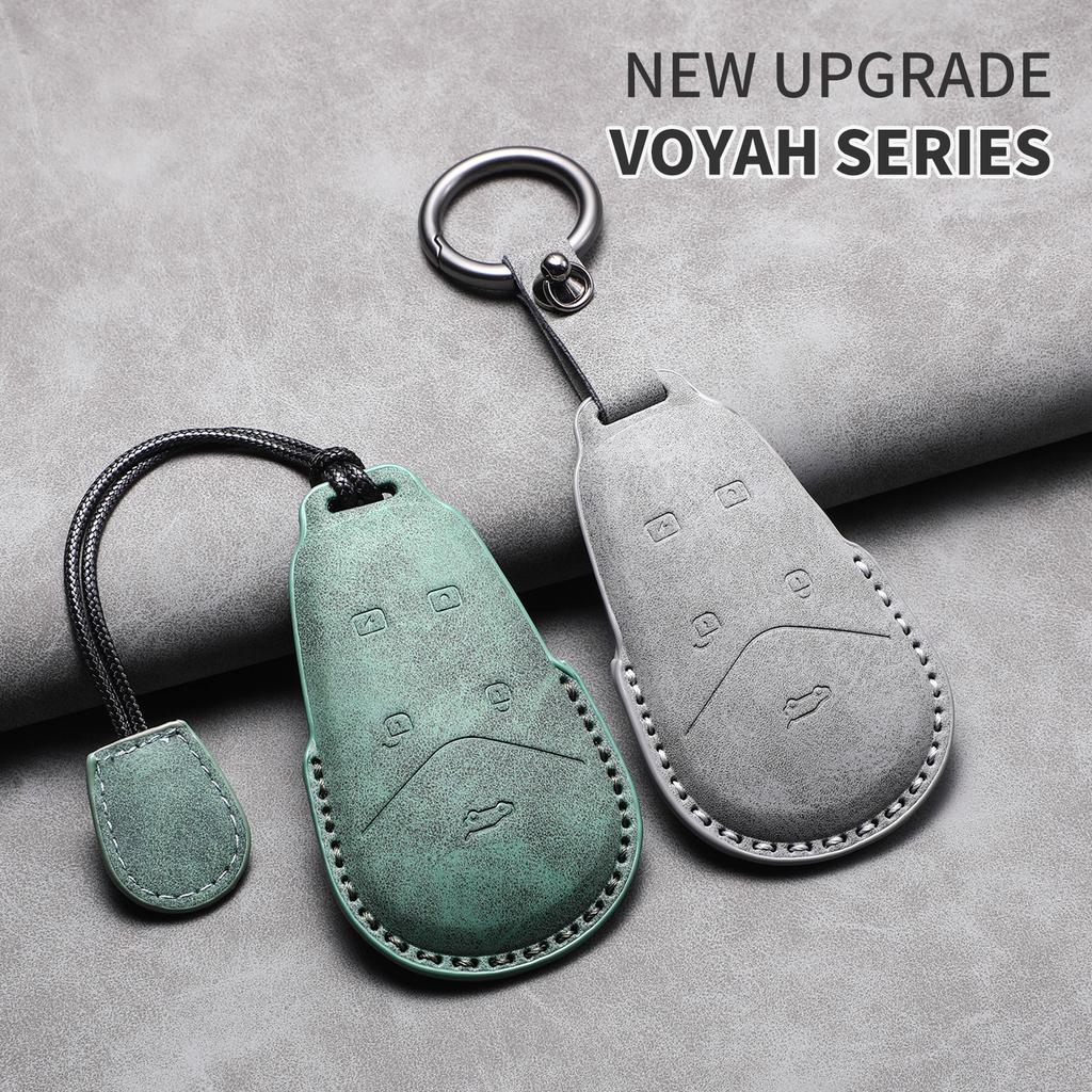 Auto Smart Key Fob Cover Case Sheepskin Genuine Leather Fit For Voyah Free+ Auto Key Fob Cover Housing Protective Cover Key Ring Case Mount Auto