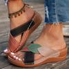 Women's Summer Platform Wedge Sandals Slip On Open Toe Casual Beach Slide Sandals Lightweight Comfortable Slip Resistant Sole