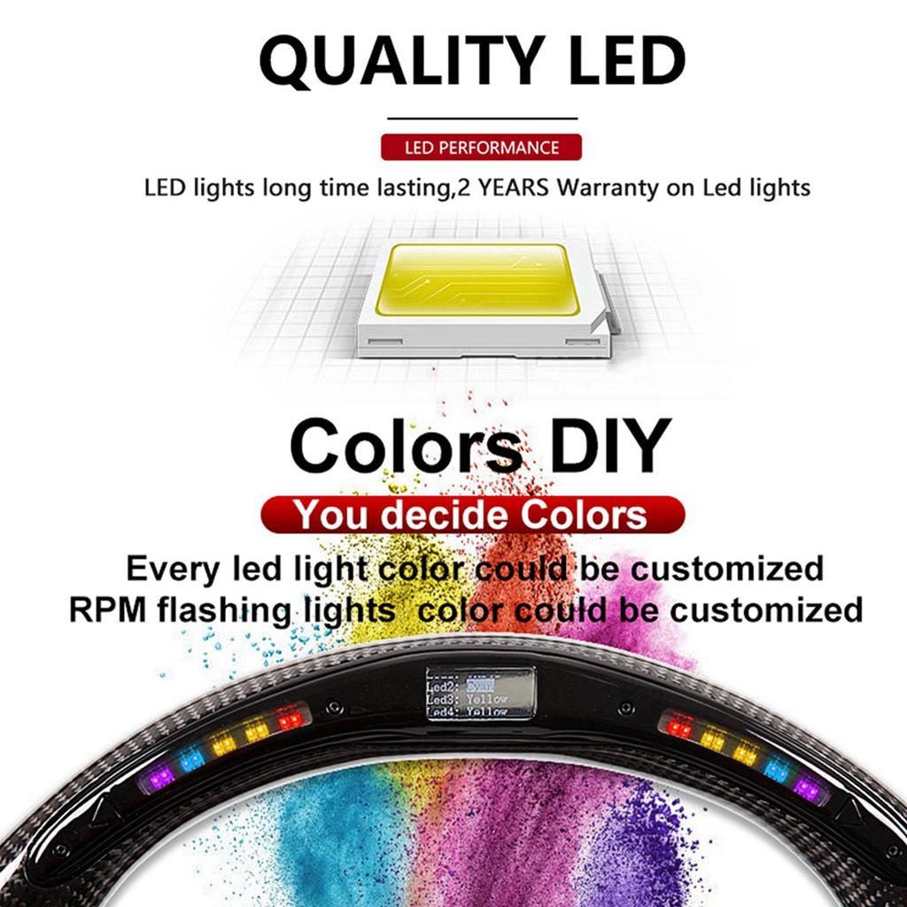 Carbon Fiber Steering Wheel LED Race Digital Display Shift Lights Fit for HELLCAT 2015‑2020