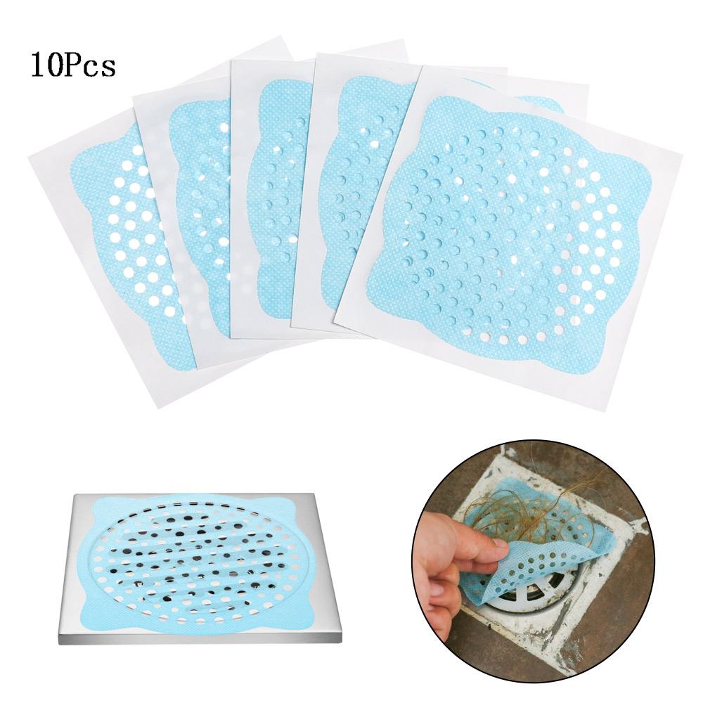 10 pcs Bathtub Disposable Sink Shower Bath Hair Catcher Mesh Stickers Filter Floor Drain Cover