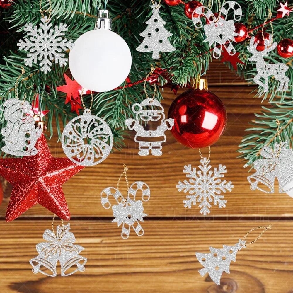 8 teile/satz Weihnachten Glitter Schneeflocke Saiten Weihnachten Baum Hängen Anhänger Ornamente Dekoration Neue Jahr Party Decor Liefert