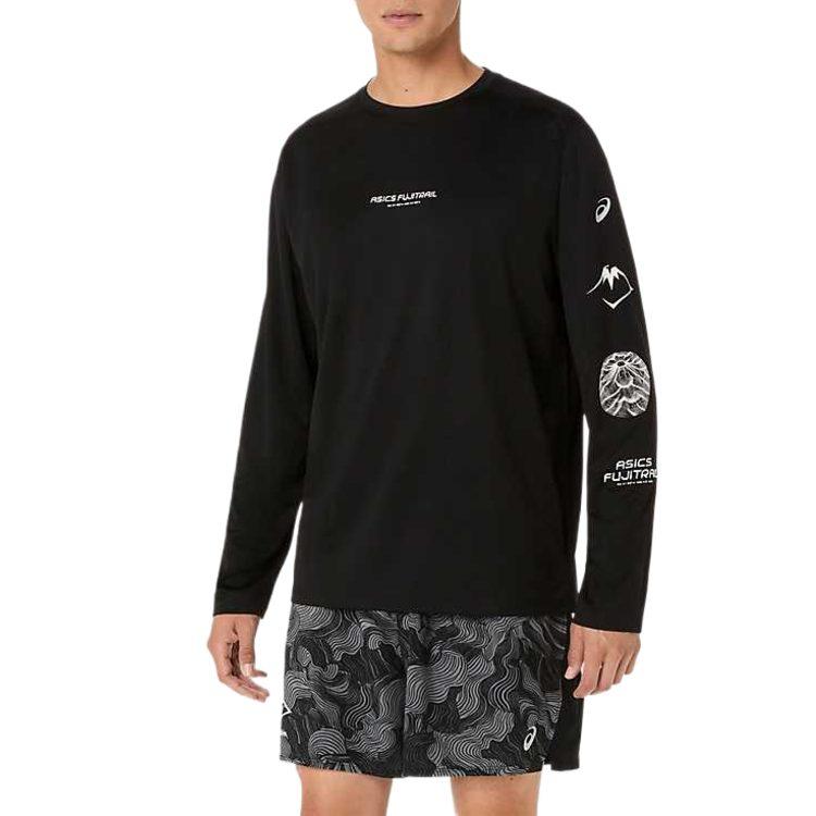 ASICS FUJITRAIL T Shirts Men's Performance Black/Load Gray/Cool Gray Crew Neck Moderate 2011D525-001