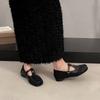 Camellia retro style Mary Jane shoes women's spring and autumn new soft-soled metal buckle with shallow mouth square head single shoes