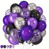 50 High-quality Latex Balloon Sets - Purple and Black with Confetti, Perfect for Birthdays, Weddings, Graduation Ceremonies