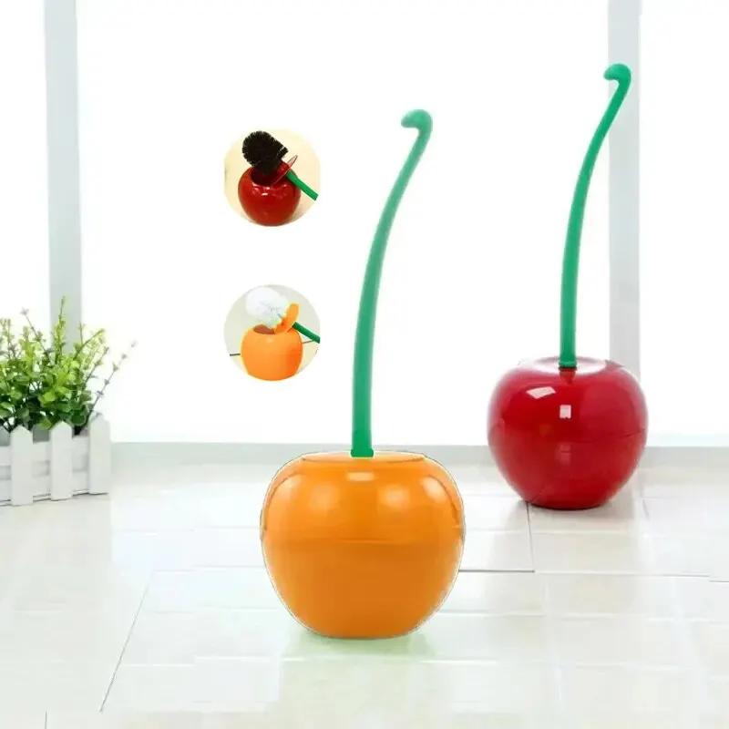 1pc Red Toilet Brush Creative Lovely Cherry Shape Lavatory Toilet Brush Holder Toilet Holder Bathroom Accessories