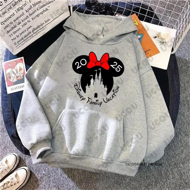 MINISO Disney Family Vacation Print Women Hoodies Trend Disneyland Travel 2025 Autumn Pullover Casual Sweatshirt Couples Tops