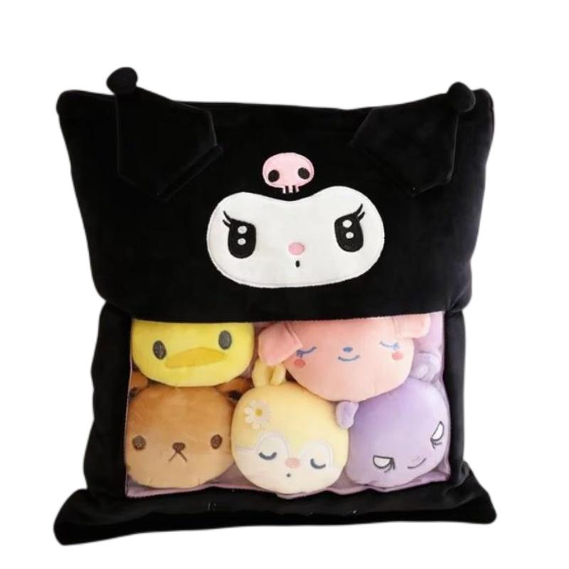 Cute Cartoon Style Three-layered Plush Cushion With 5 Mini Dolls Perfect Gift For Kids And Girlfriends
