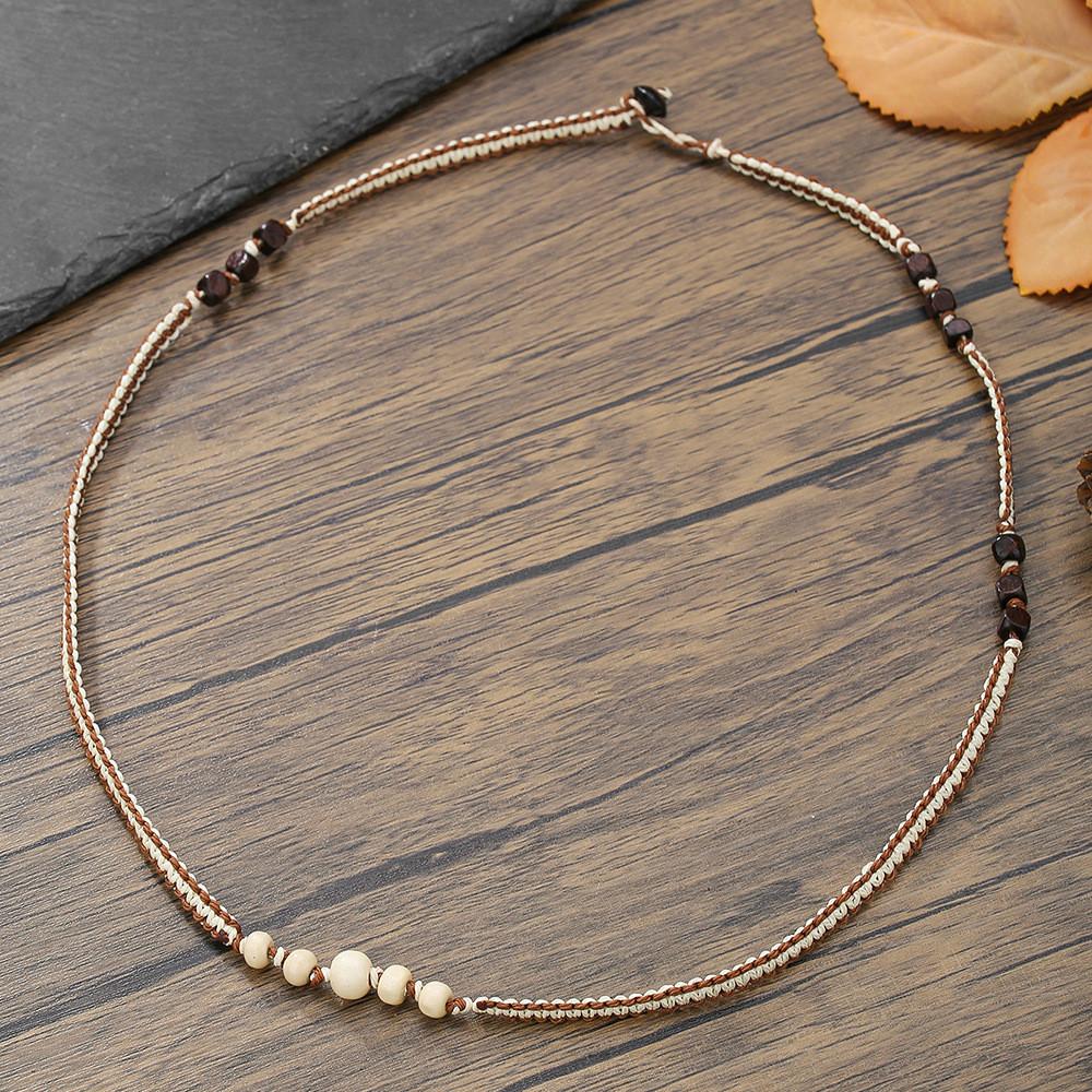 Bohemian Multilayer Woven Beaded Bracelet Handmade Wooden Jewelry For Travel Gift