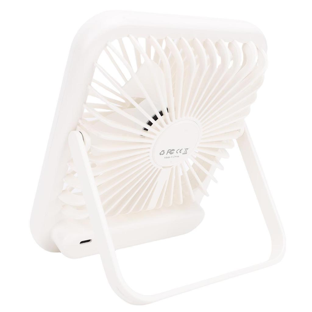 USB Desk Fan Quiet 100 Speeds Rechargeable 1000mAh LED Display Folding Desktop Small Personal Fan for Travel Office Bedroom Camping White