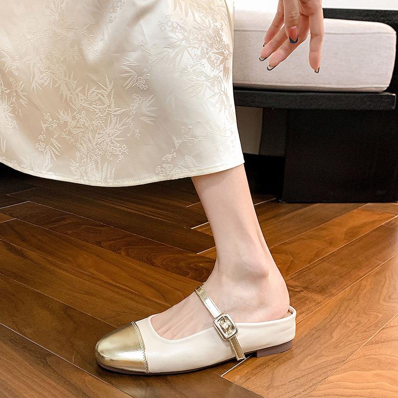 

Внутренние увеличивающие рост серебряные туфли-полушлепанцы с закрытым носком женские уличные без задника ленивые туфли 3233 размер полуподнос одинарные туфли 39 абрикосовый