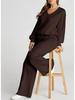 Conjunto Casual de Sudadera de Color Sólido con Cuello en V y Pantalones Largos para Mujer Otoño/Invierno 2025 - Moda Europea/Americana