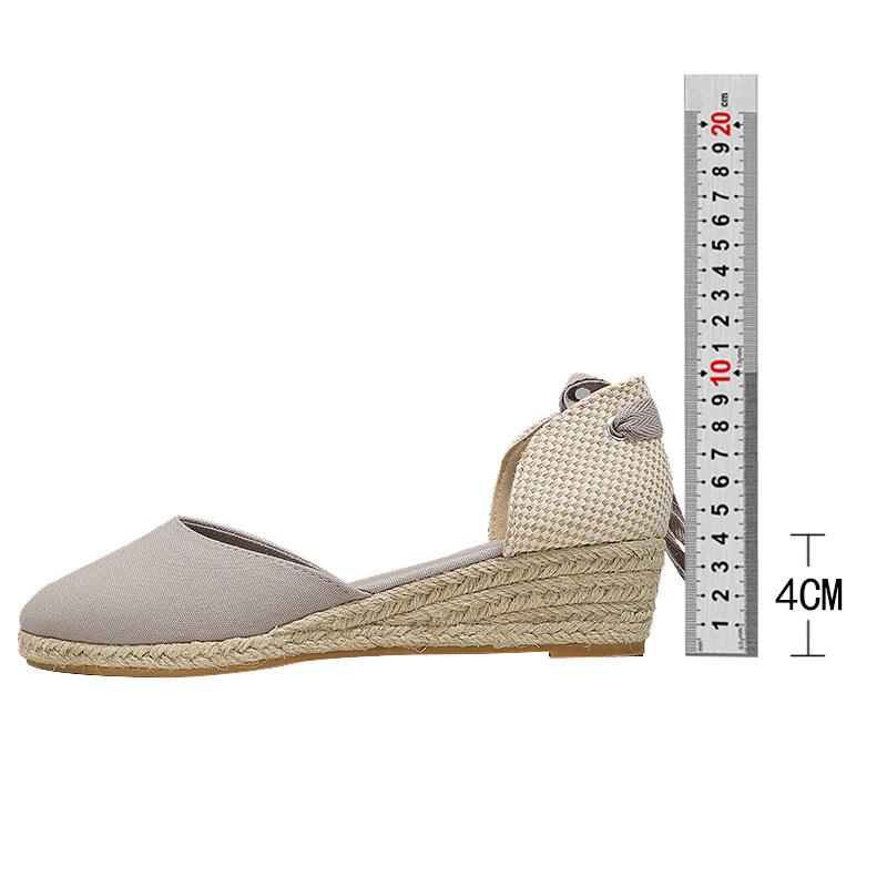 Women's Lace-Up Wedge Heel Straw Sandals - 2024 Spring/Summer Fashion Collection