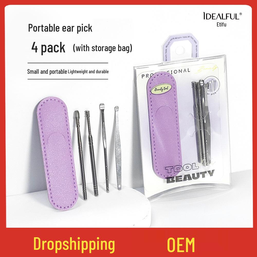 

Purple Illusion Ear Spoon Set: Comfortable Spiral Double-Headed & Portable Ear Picks