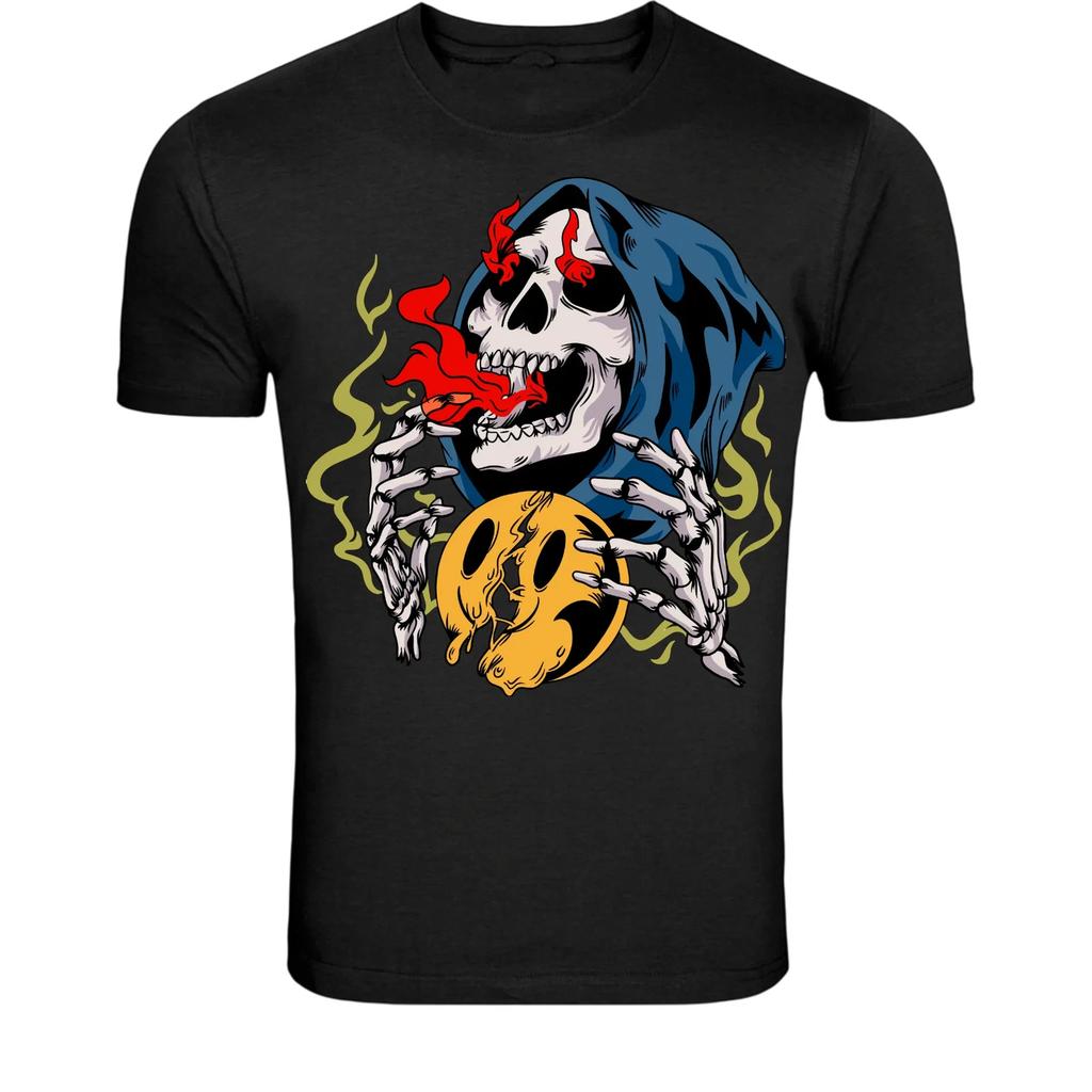 Grim Reaper Smile Skull T-Shirt - Dark Death Skeleton Graphic Tee