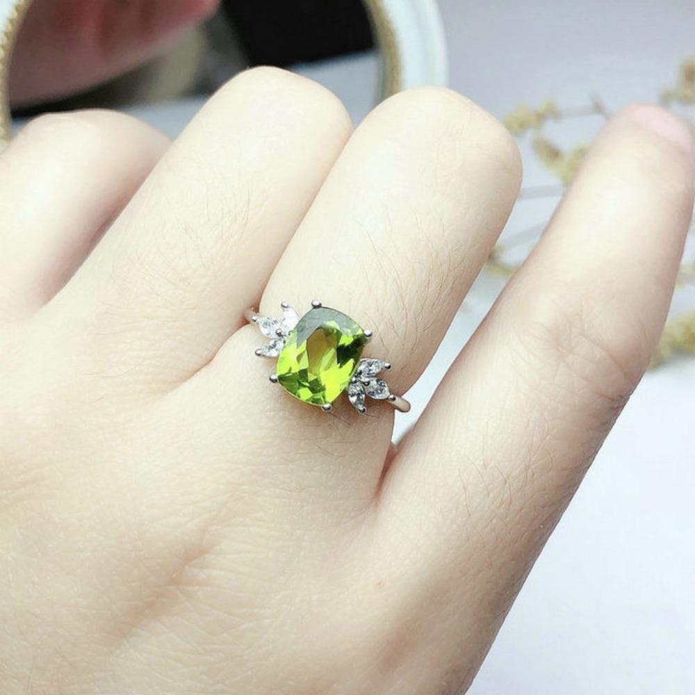 

Olive Green Open Ring for Women Adjustable Minimalist Jewelry Unique Gemstone Fashion Accessory adjustable