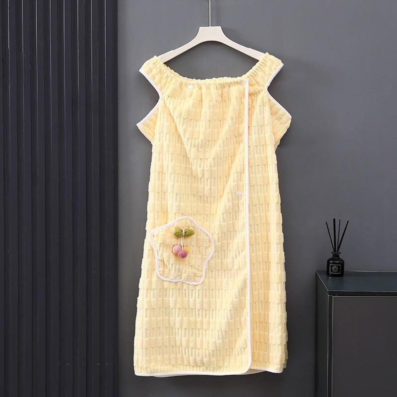 

Женское банное полотенце Банная юбка Подходит для взрослых для ношения и обертывания Банное полотенце средней длины one size светло-желтого