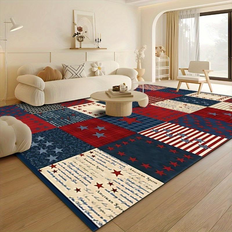 

Бриллиантовый Вельвет Точечный Плюш Американский Винтаж Патриотичный Звездно-Полосатый Коврик Машинная Стирка Нескользящая Резиновая Подкладка Гостиная 50x80cm20x31in
