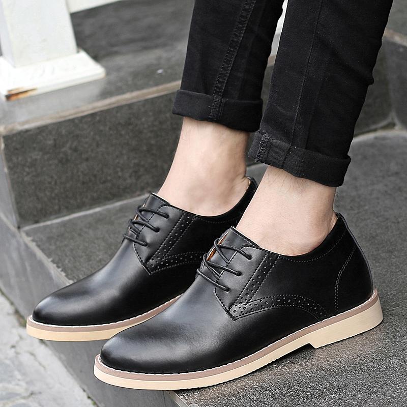 Fashion Genuine Leather Men Casual Elevator Shoes Wedding Business 6-7 CM Height Increase Lift Shoes Invisible Taller Fashion Leisure