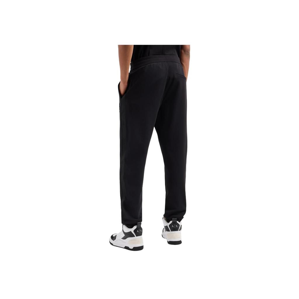 Armani Exchange SS24 ASV Series Solid Color Logo Printed Drawstring Loose Fit Jogger Pants Men Bottoms Black 6DZPLC-ZJNNZ-1200