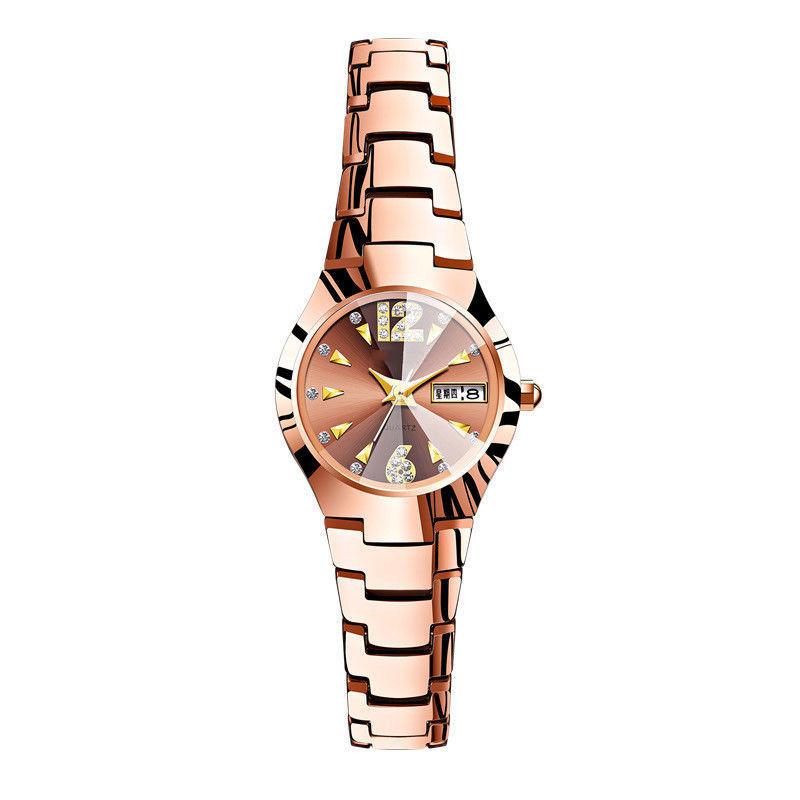 Movement Watch, Tungsten Steel Color Versatile Watch, Female Student Simple Waterproof Women'S Watch