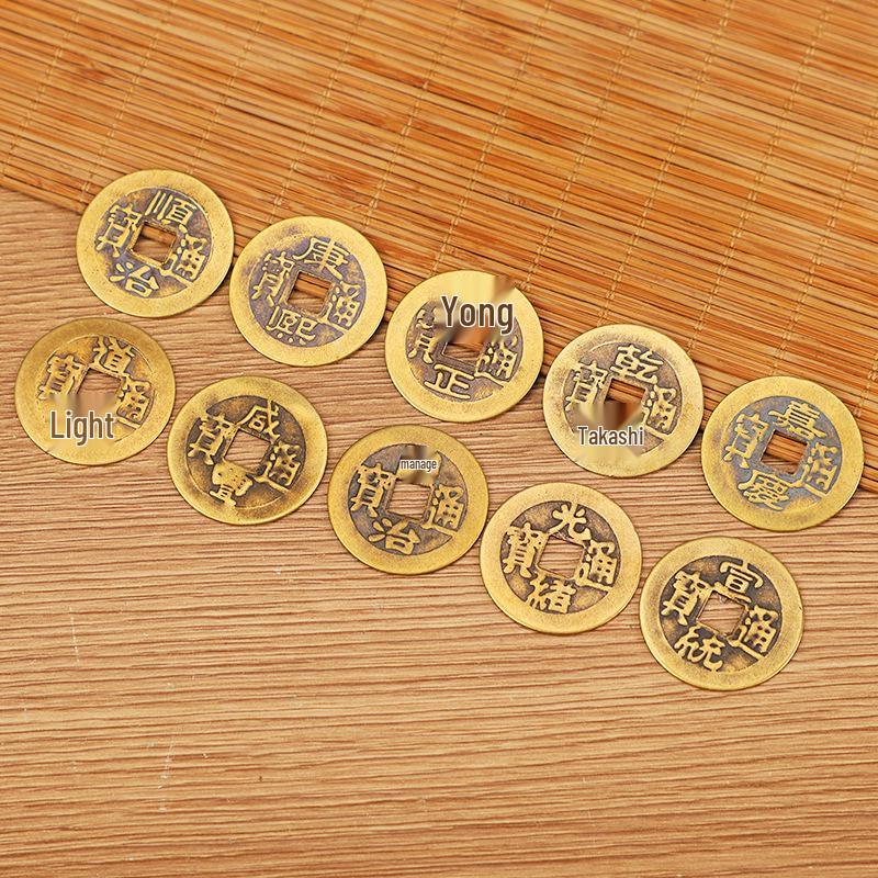 Ornamentos Artesanais de Cobre Real Antigo e Latão Moedas dos Cinco Imperadores