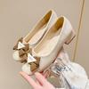 22 spring new round head foot thick bottom fashion casual large size shallow mouth bow