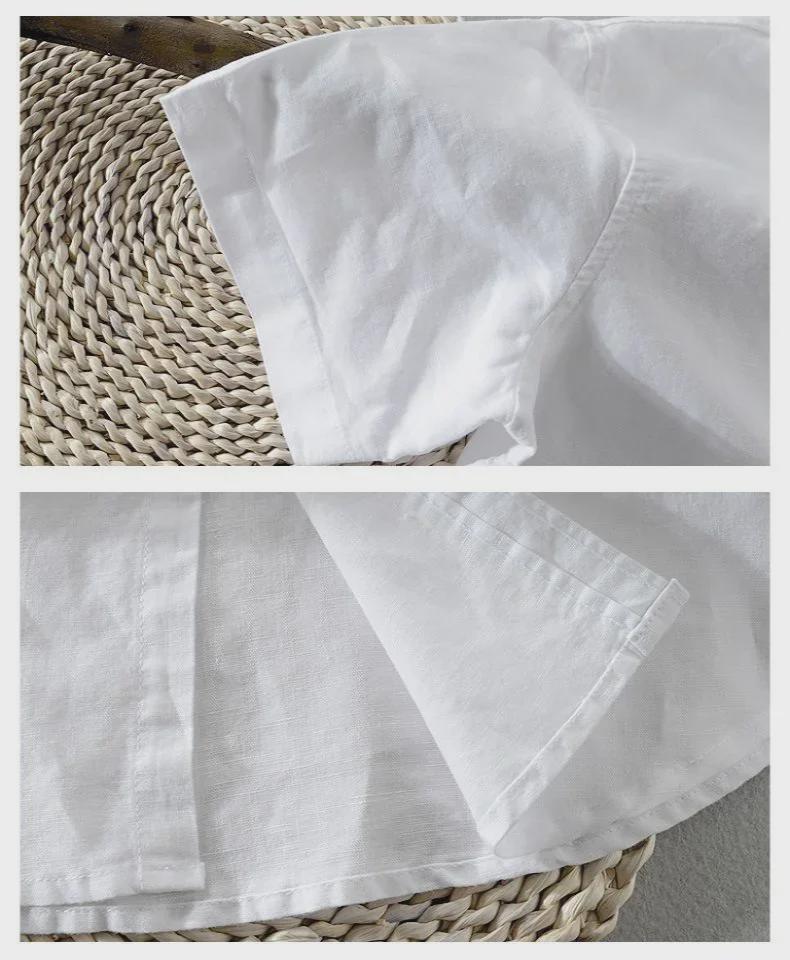 Men's Short Sleeve Slim Fit Breathable Cotton Linen Shirt