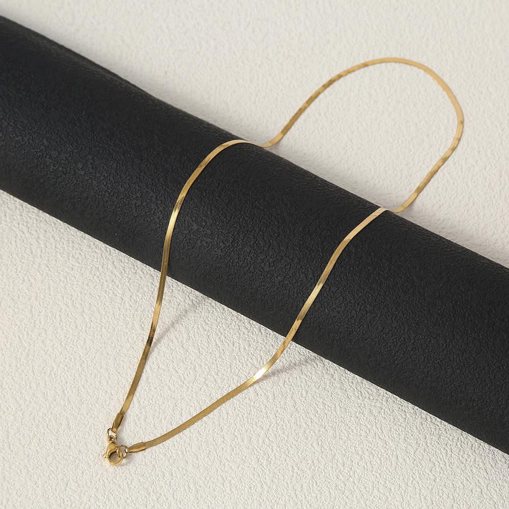 Gold Plated Titanium Steel Snake Bone Chain Necklace - Color Retention, Multiple Specifications, Pendant Included