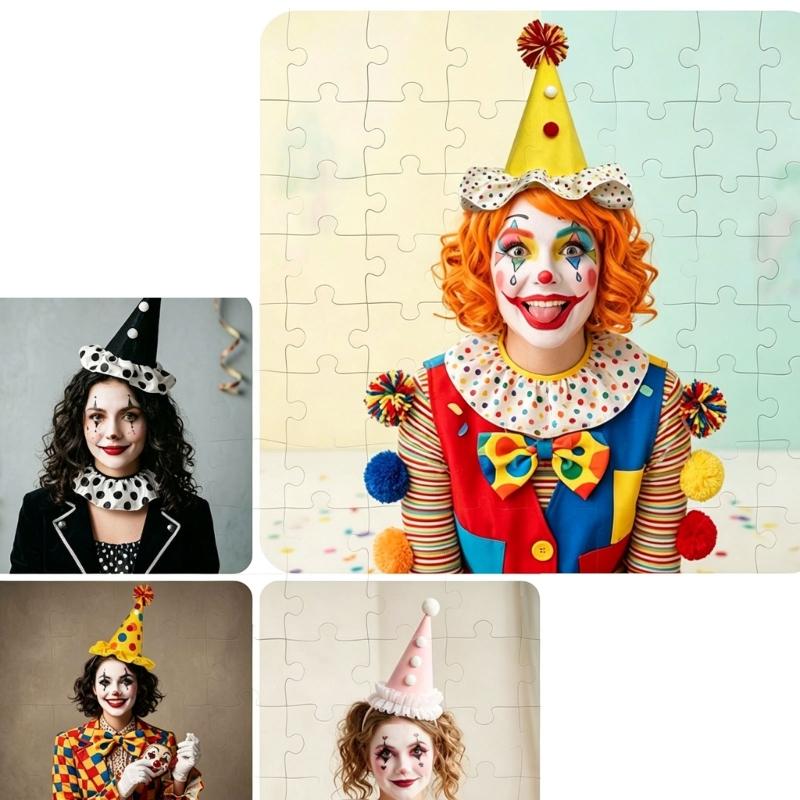 Upright Mini Party Clown Hat Accessory with Preassembled Headband for Quick Party and Costume Outfit Finishing and Styling