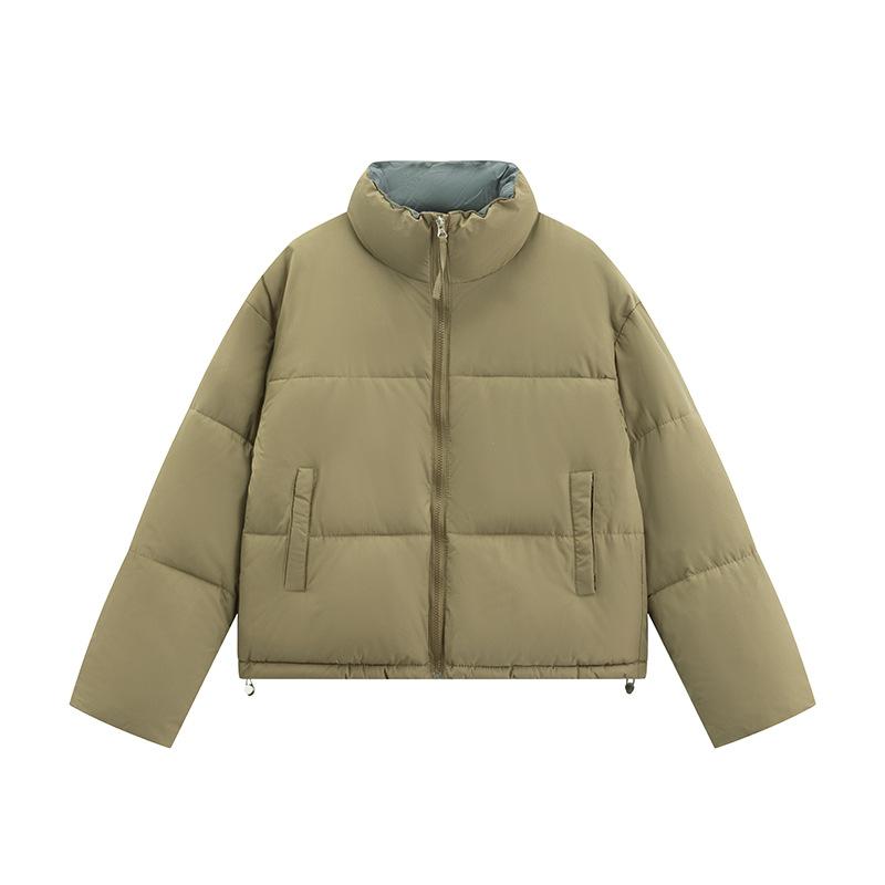 2025 Winter Korean Version of the New Stand-up Collar Color-blocking Design Niche Bread Jacket Jacket Fashionable Loose Down Cotton Jacket