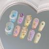 Dopamine Wearable Aurora Ice Cream Diamond Iridescent Nail Art Stickers: Finished Product, Removable Fake Nails In Stock.