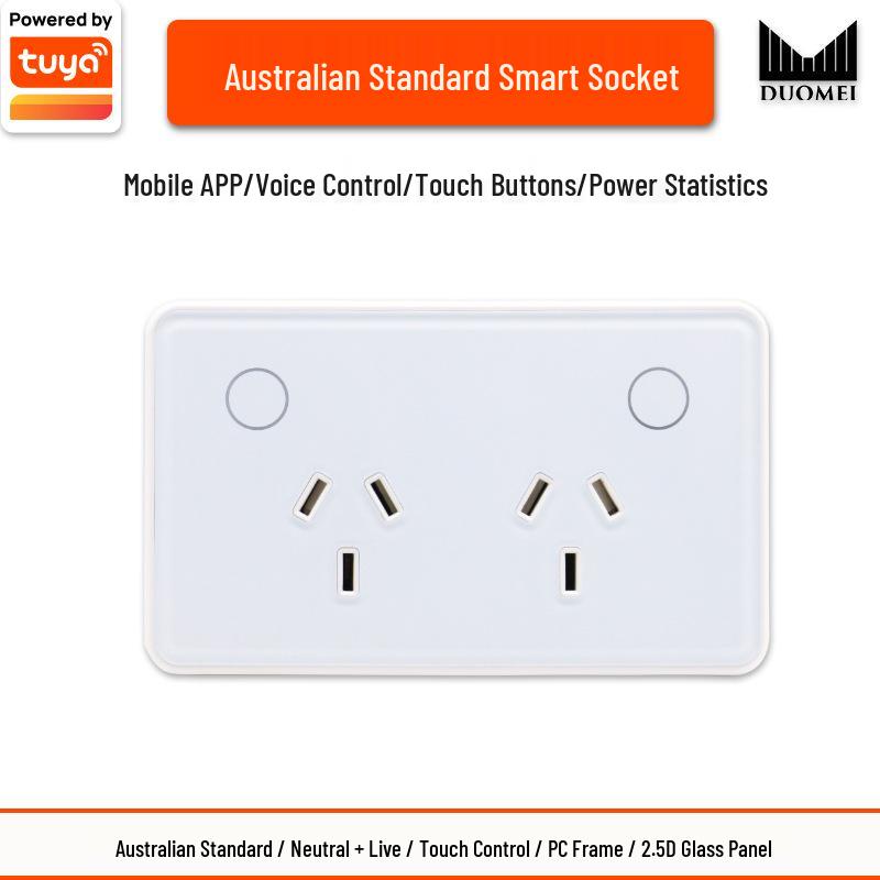 

Graffiti Zigbee WiFi Smart AU Double Plug Socket with Alexa Voice Control Zigbee Double Socket White