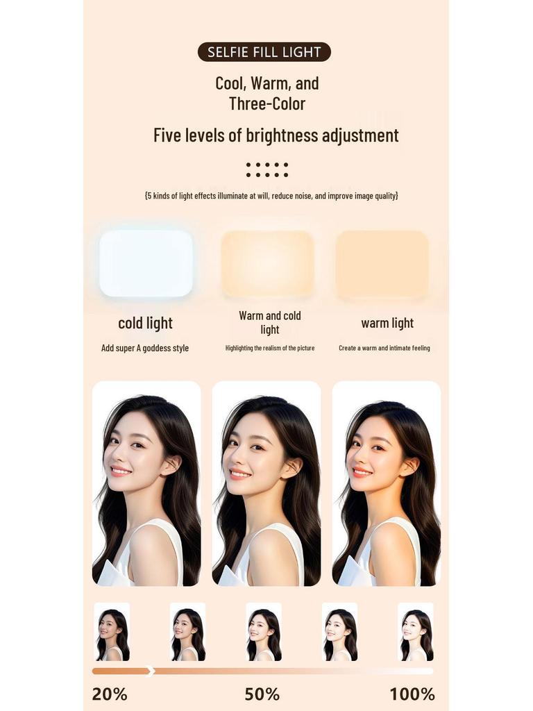 Portable Magnetic Selfie and Streaming Light with Built-in Makeup Mirror