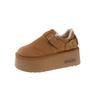 Platform Women Snow Boots Suede Flats Shoes Woman 2025 Trend Fashion Winter New Warm Cozy Dress Buckle Short Plush Boots Mujer