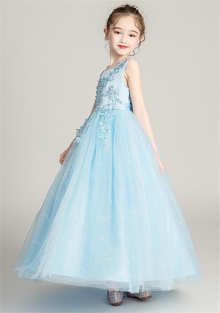 OMZIN Lace Dress with Cute Rugosa Floral Formal Skirt for Perfect for Entrance Bridesmaid and Graduations Size 130 Children's Bow, Print, Girls,