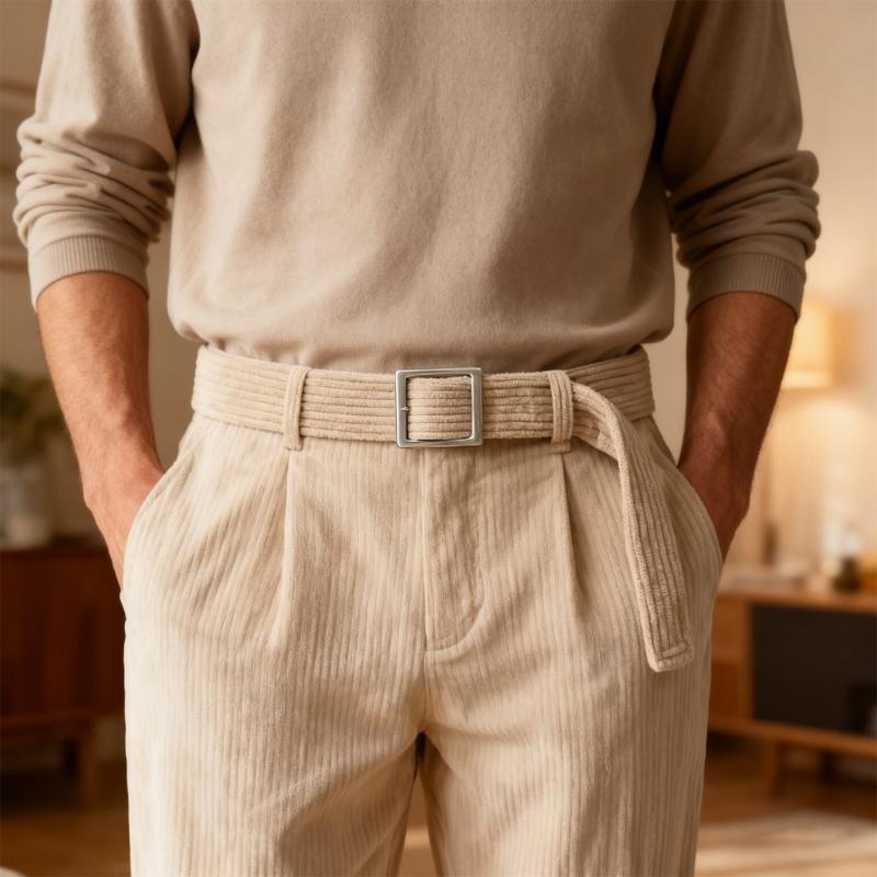 Corduroy Belt For Men And Women Soft Adjustable Waist Strap Simple Style Comfortable Practical Everyday Wear