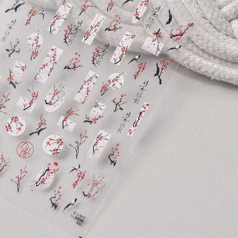 

Зимний Снег Красный Цветок Сливы Наклейка для Ногтей Tomoni Тонкий Прочный Клей Ретро Китайский Стиль Наклейка для Ногтей Украшение для Красоты Ногтей Happy plum tip 3598