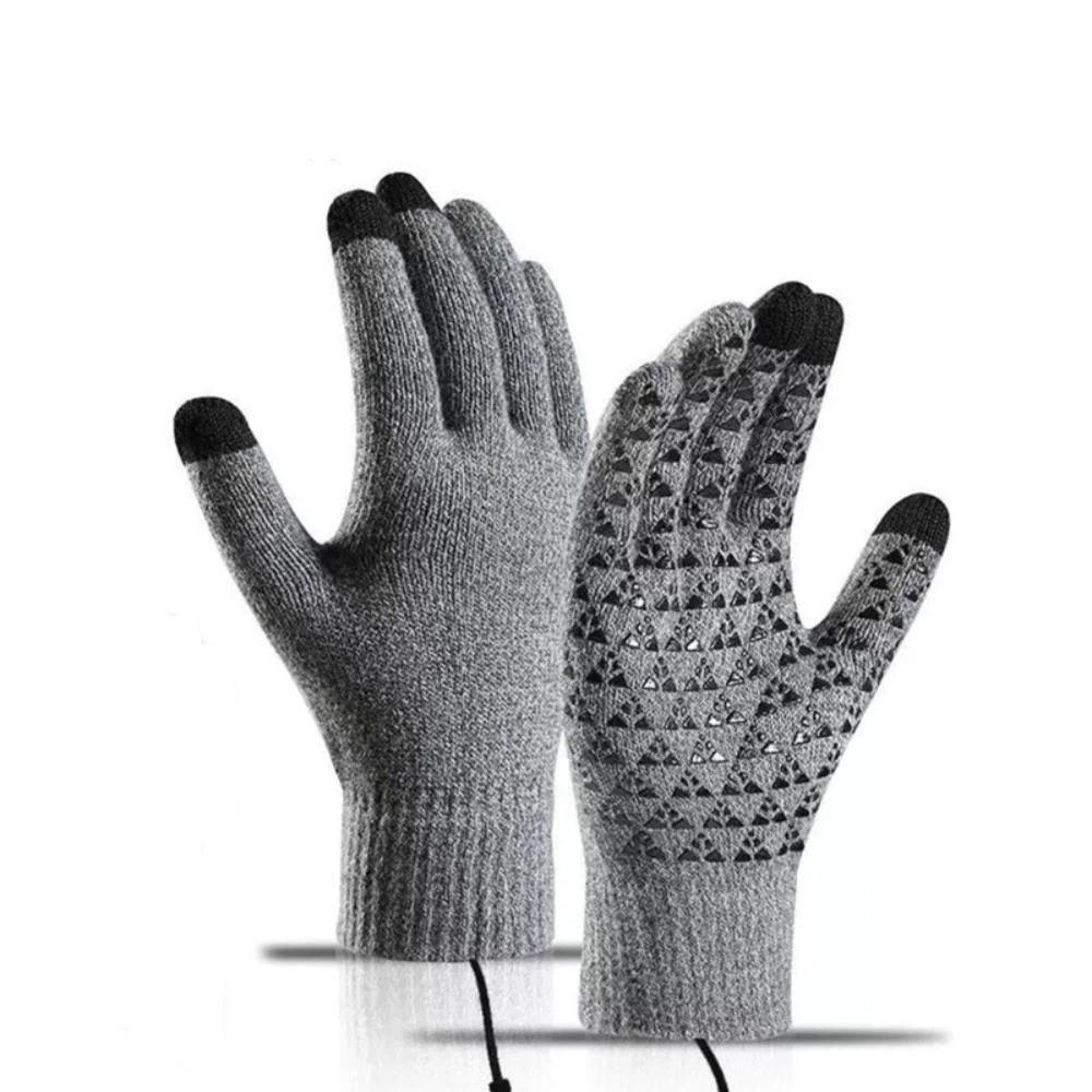Verstellbare Temperatur Winter Heizhandschuhe Einfarbige Gestrickte Polyesterhandschuhe Herren
