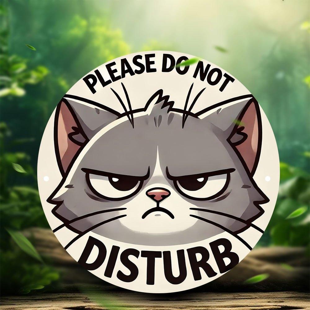 High Definition Metal Tin Sign Grumpy Cat Please Do Not Disturb Funny Door Wall Decor 20x20cm(8x8inch)